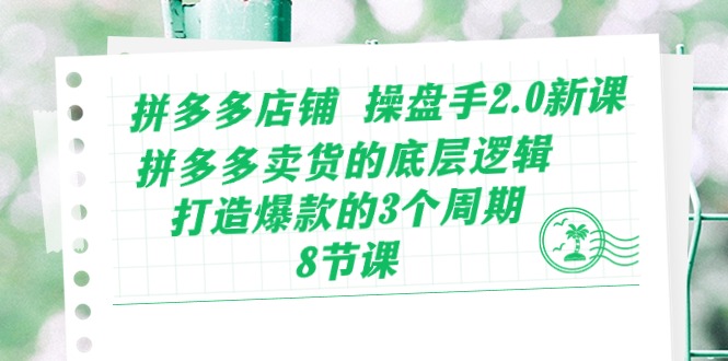 拼多多店铺操盘手2.0新课，拼多多卖货的底层逻辑，打造爆款的3个周期（8节）-紫橙网创