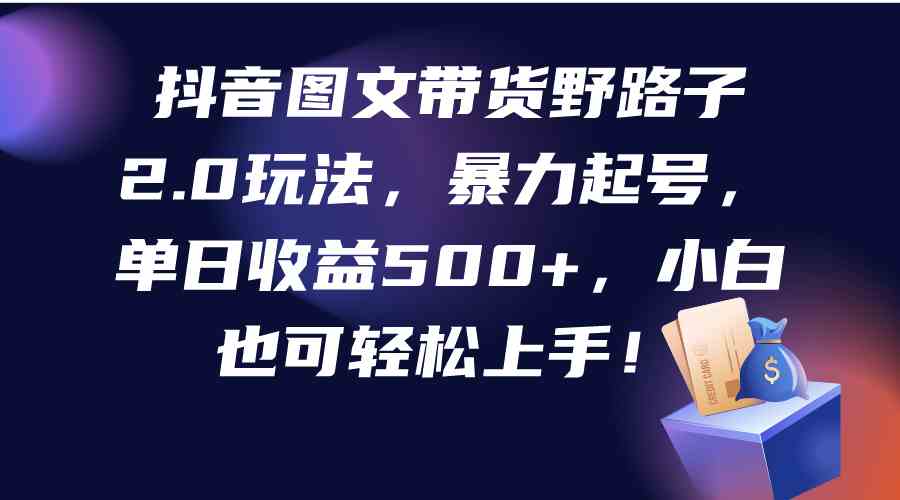 （9790期）抖音图文带货野路子2.0玩法，暴力起号，单日收益500+，小白也可轻松上手！-紫橙网创