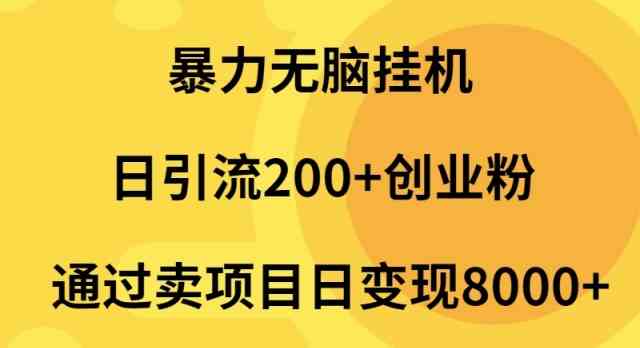 （9788期）暴力无脑挂机日引流200+创业粉通过卖项目日变现2000+-紫橙网创